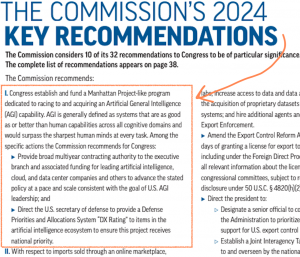 US-Congress Commission AGI recommendation 2024